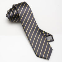 SilkTie-Charcoal / Tan Stripe-Slim