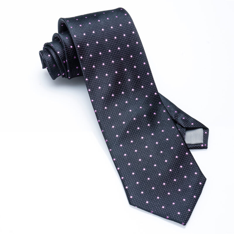 Black Pink Dot-Silk Tie