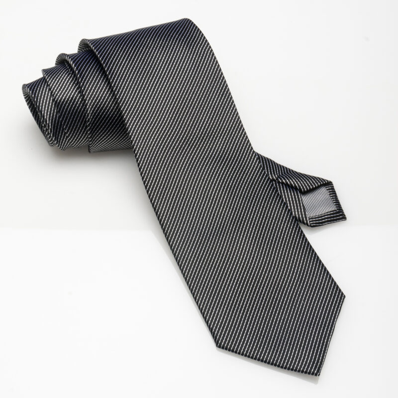 Black White Stripe-Silk Tie