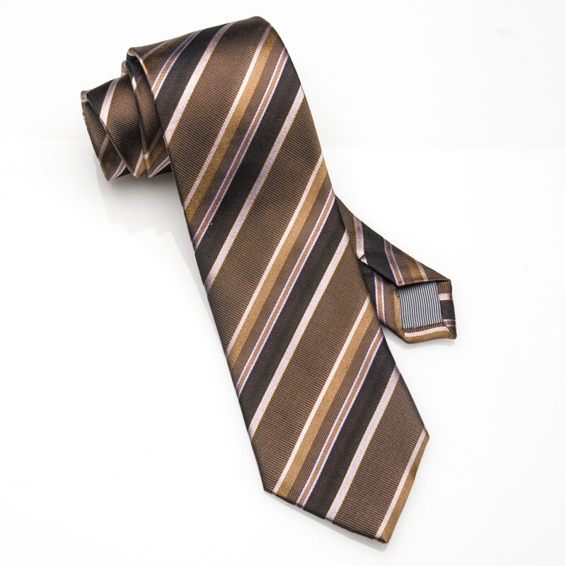 Brown Lilac Stripe-Silk Tie
