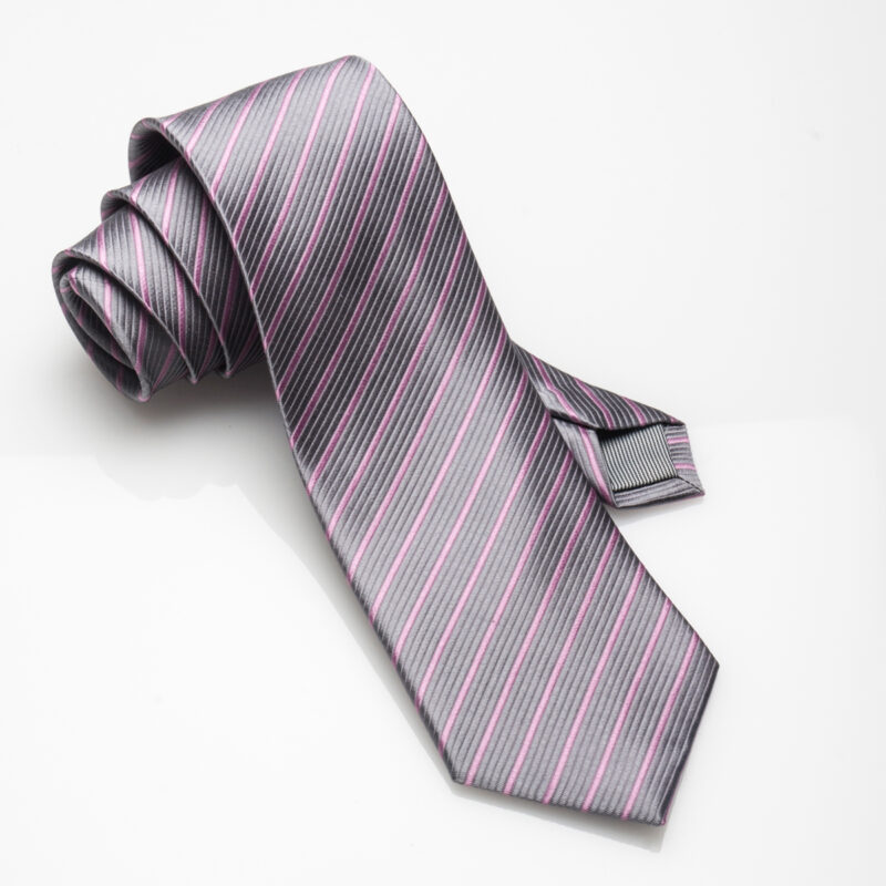 Grey Lilac Stripe-Silk Tie
