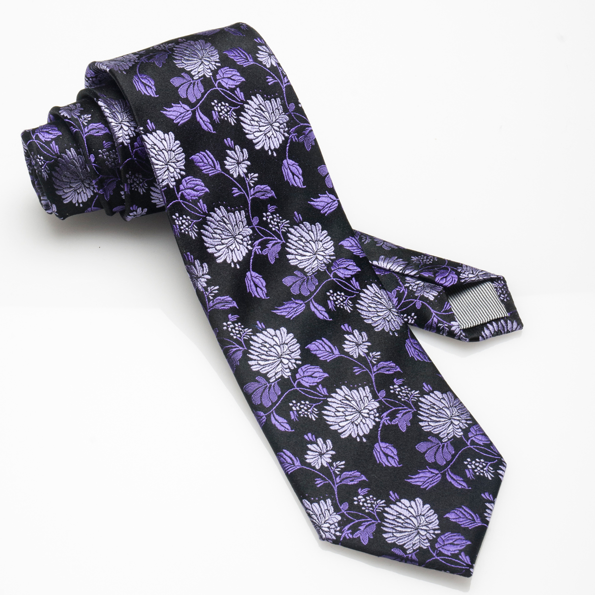 Navy Lilac Floral-Silk Tie