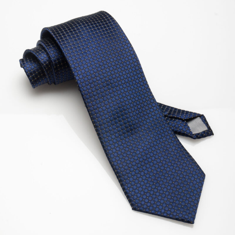 Navy Self Check-Silk Tie