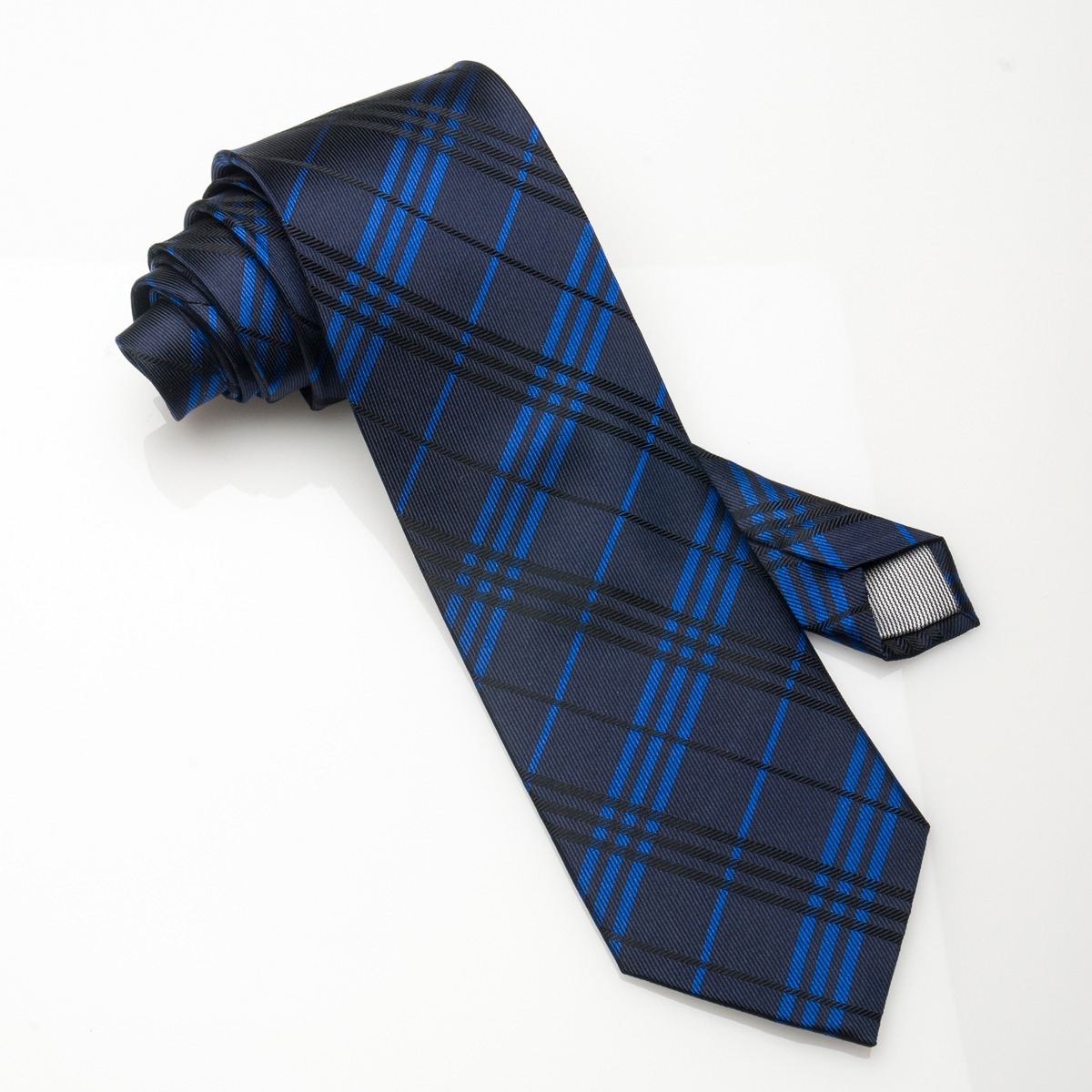 Navy Tartan Check-Silk Tie