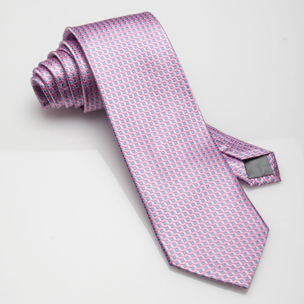 Pink Blue Check-Silk Tie