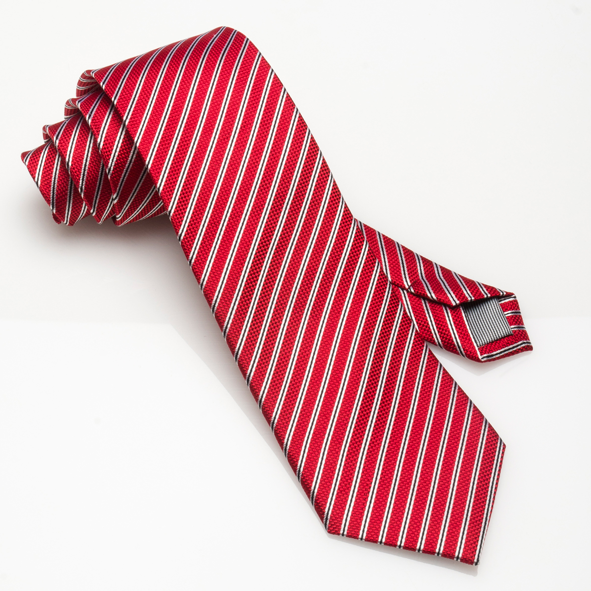 Red Black Stripe-Silk Tie