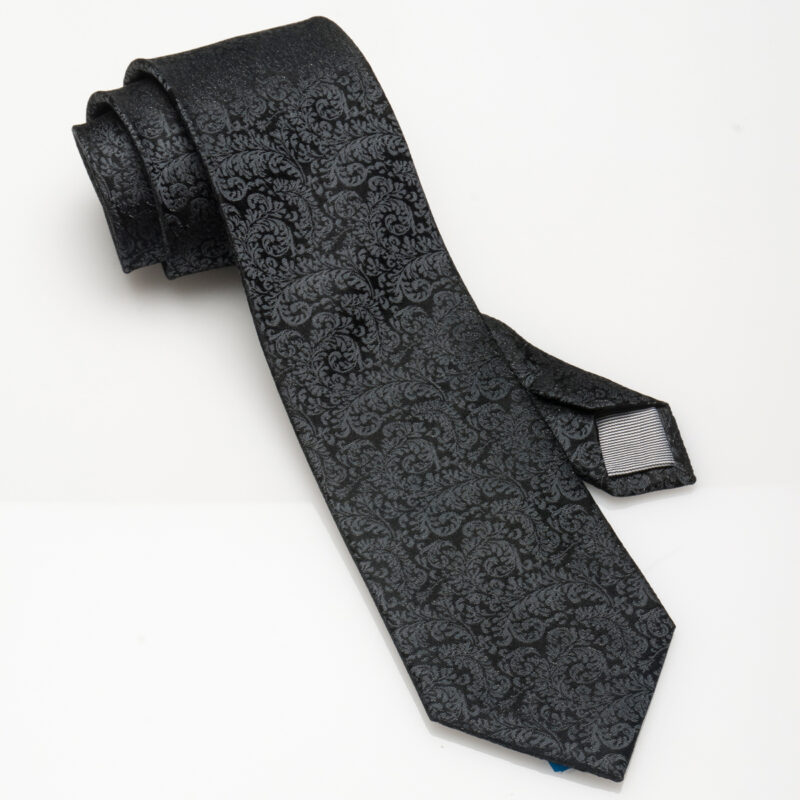Silver Floral-Silk Tie
