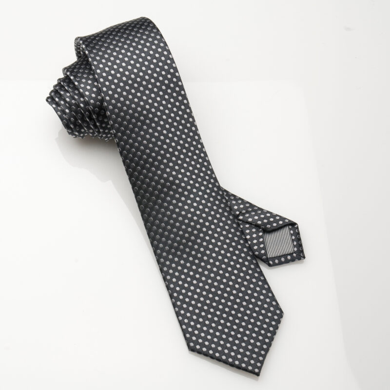 Silk Tie-Dot-Silver