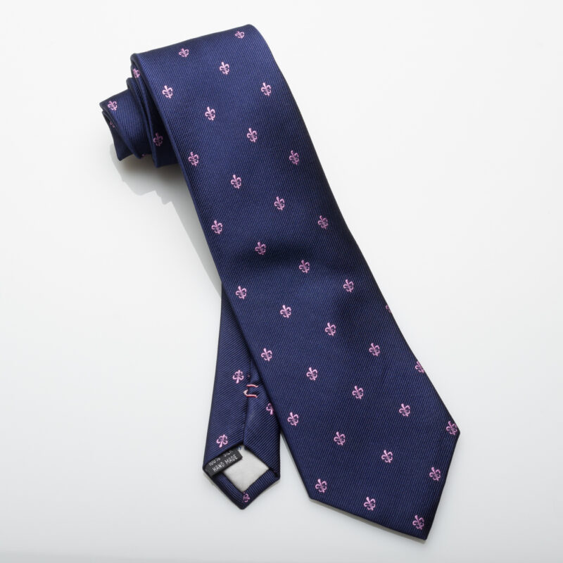 Navy Tie with Fleur De Lys