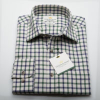Tattersall Large Cream Navy Green Check Shirt