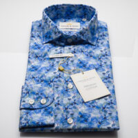 Taylor & Hunt Limited Edition Tailored Fit, Light Blue Watercolour Printed Shirt - Image 4