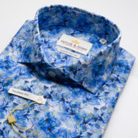 Taylor & Hunt Limited Edition Tailored Fit, Light Blue Watercolour Printed Shirt - Image 1