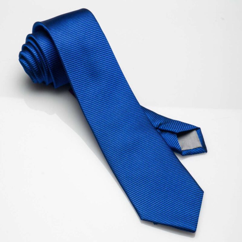 Silk Tie Blue Ottoman Weave Slim