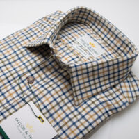 Brushed Tattersall Check Shirt in Cream and Brown 104393101