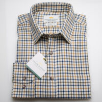 Brushed Tattersall Check Shirt in Cream and Brown 104393101