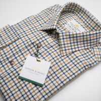 Brushed Tattersall Check Shirt in Cream and Brown 104393101