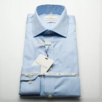 blue dobby long sleeve non iron cotton slim fit shirt