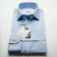 Taylor & Hunt Blue Dobby Long Sleeve Non Iron Cotton Shirt - Image 2