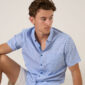 Mens Blue Watercolour Floral Print Short sleeve Shirt