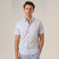 Mens Light Grey and White Leaf Print Short Sleeve Shirt