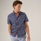 Mens Navy and Multi Coloured Floral Print Short Sleeve Shirt